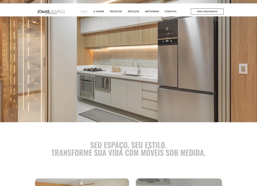 Captura real do site público de Jomar Móveis